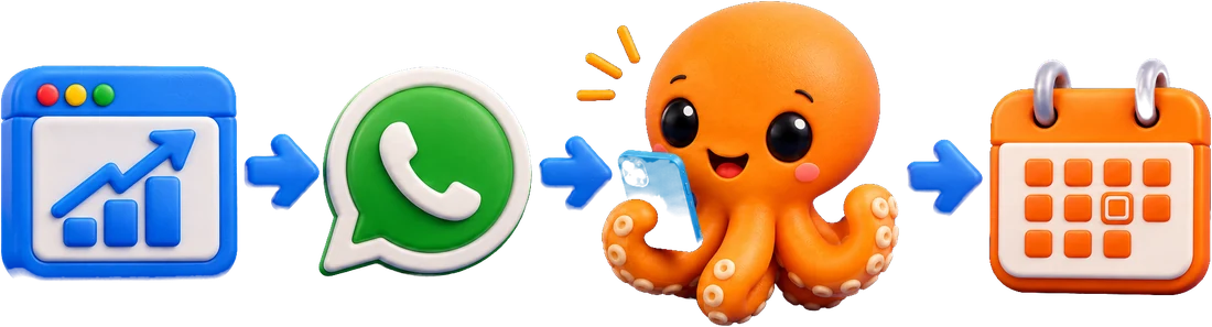 Landing, WhatsApp, Octy y cita